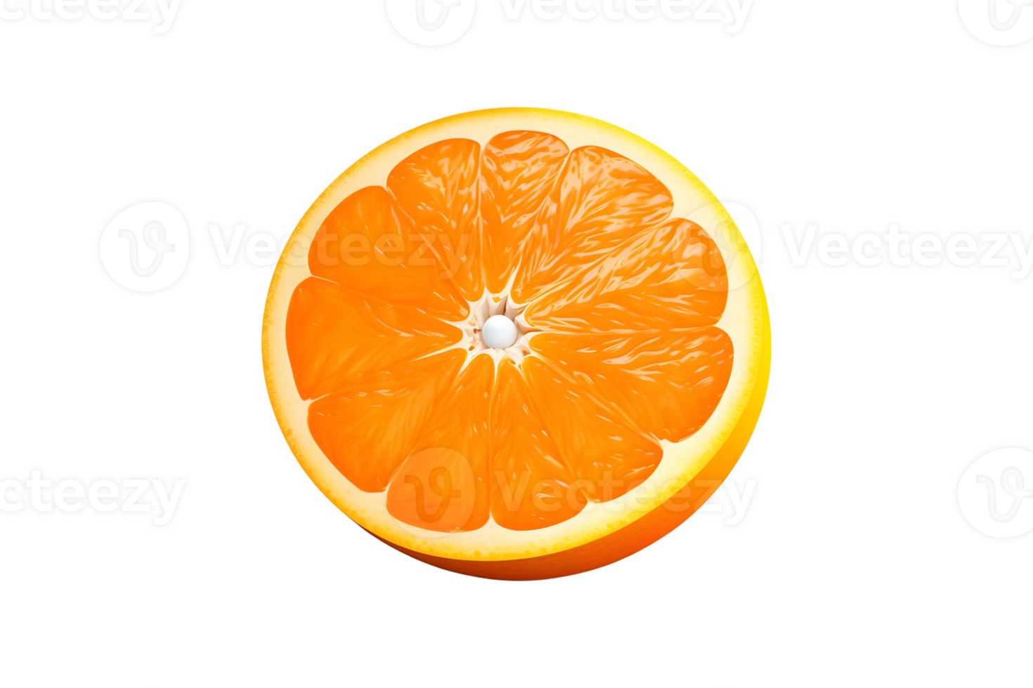 AI generated Half Cut orange top view isolated on a transparent background, AI png