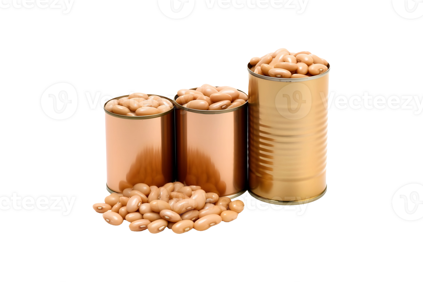AI generated Open bean cans full of beans isolated on transparent background, AI png