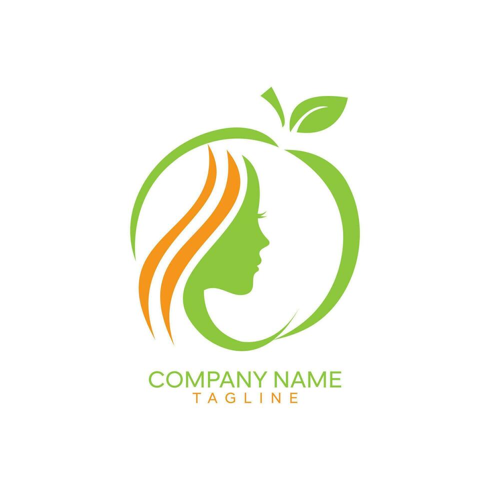 natural belleza comida y pelo tratamiento logo vector