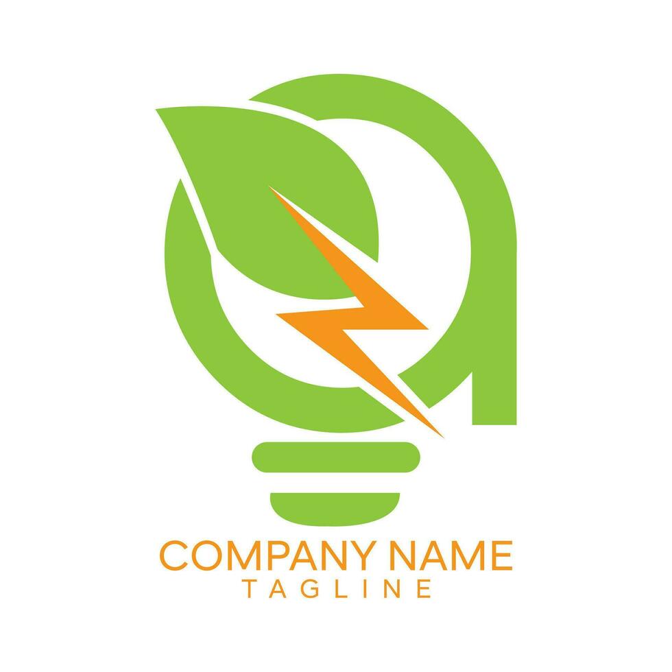 Creative Ideas Logo. A letter logo template. leaf and power combine logo vector