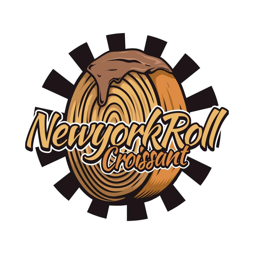 New york roll croissant logo concept vector