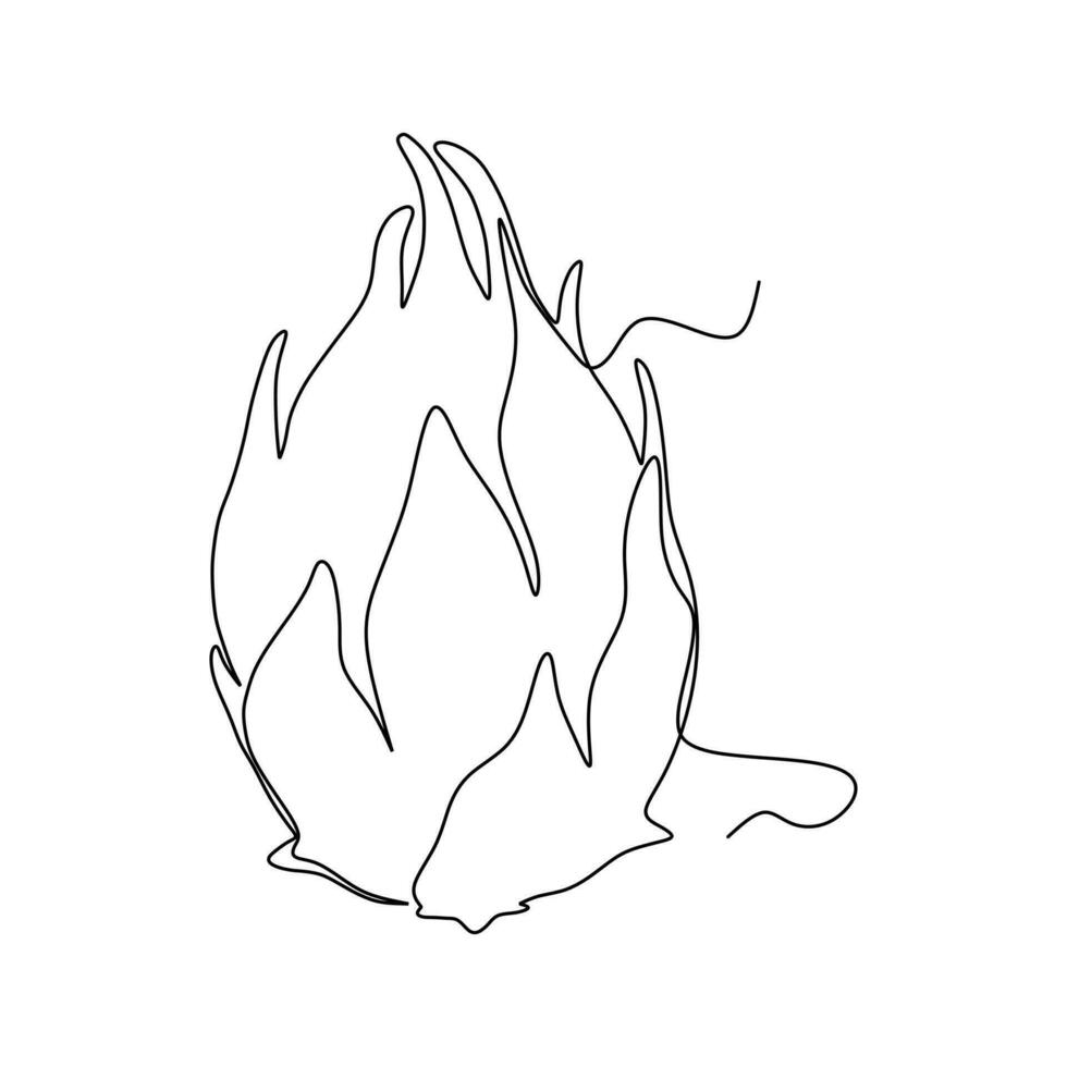 Continuous one single line drawing of dragon fruit vector illustration concept