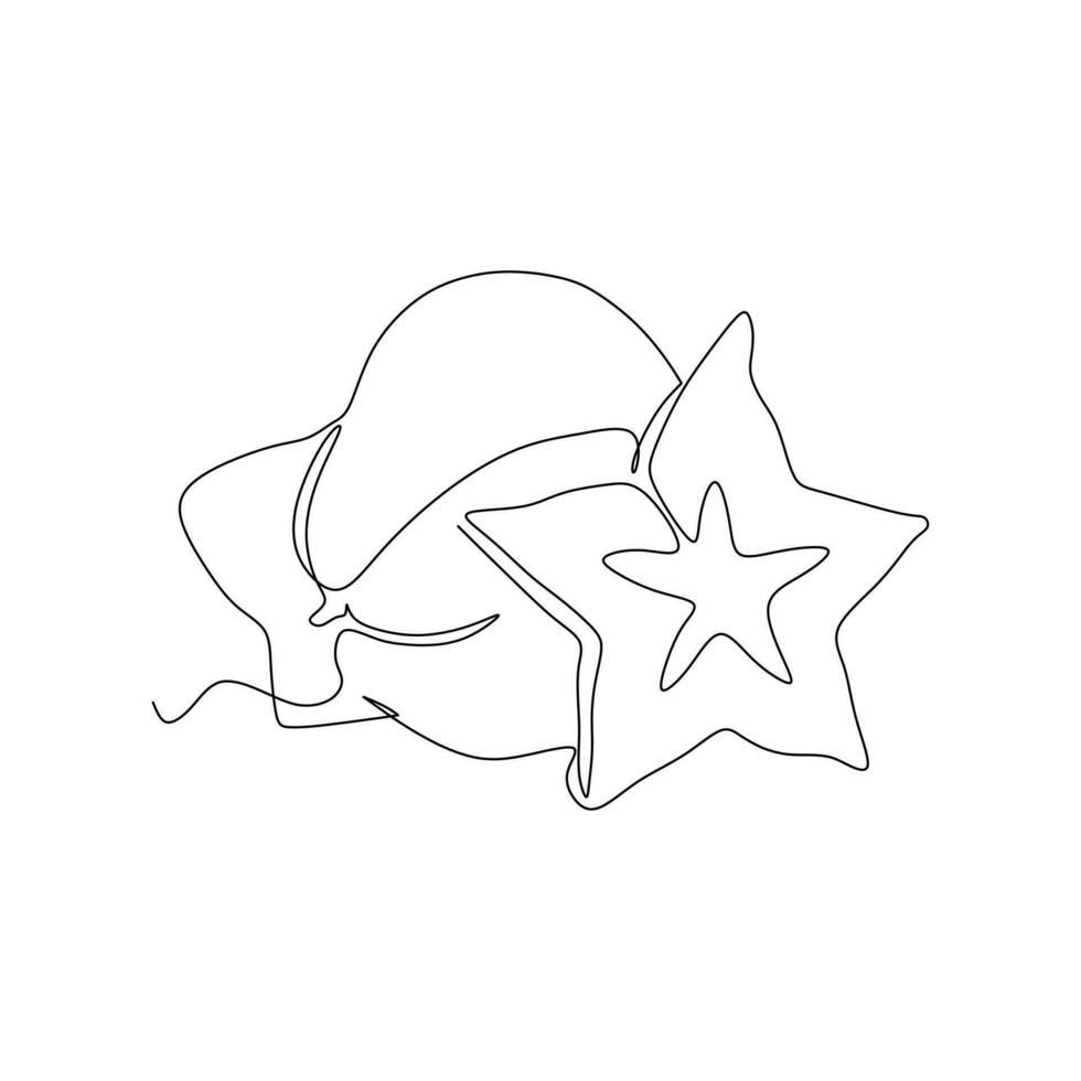 continuous line drawing of half and full starfruit. Vector illustration on white background.