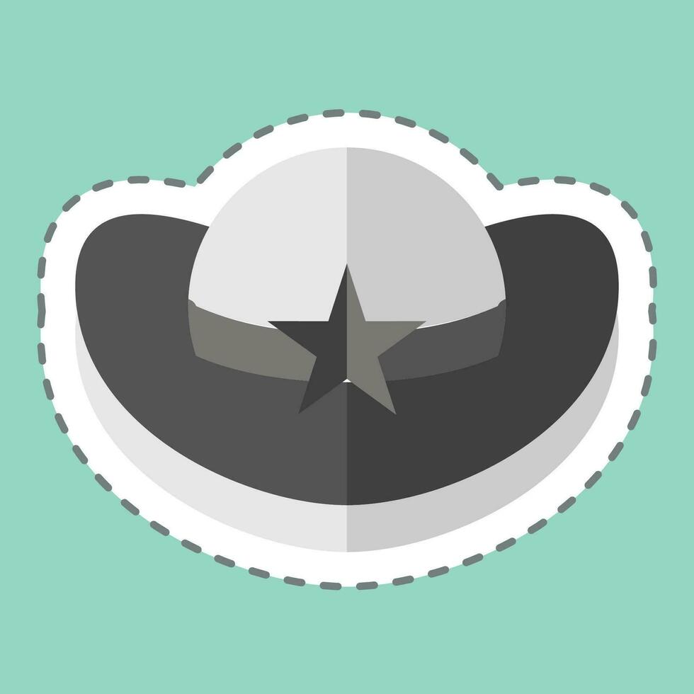 Sticker line cut Cowboy Hat. related to Hat symbol. simple design editable. simple illustration vector