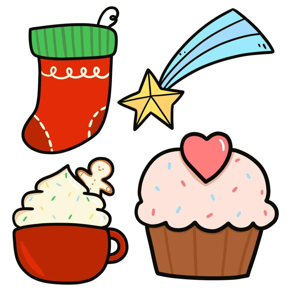 Christmas clipart set hand drawn cartoon vector