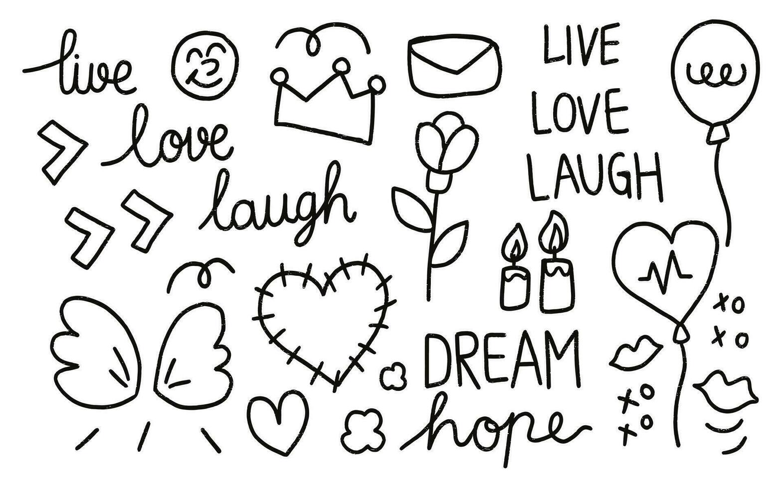 hand drawn doodles vector. valentine living vector