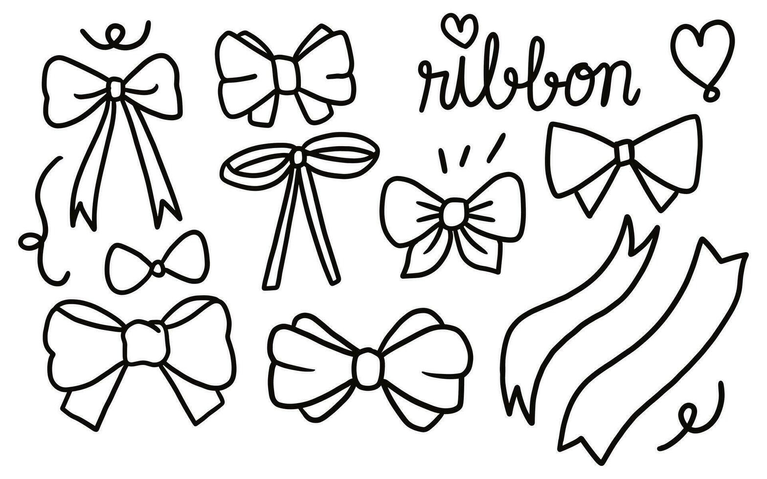 ribbon doodle hand drawn cartoon vector set