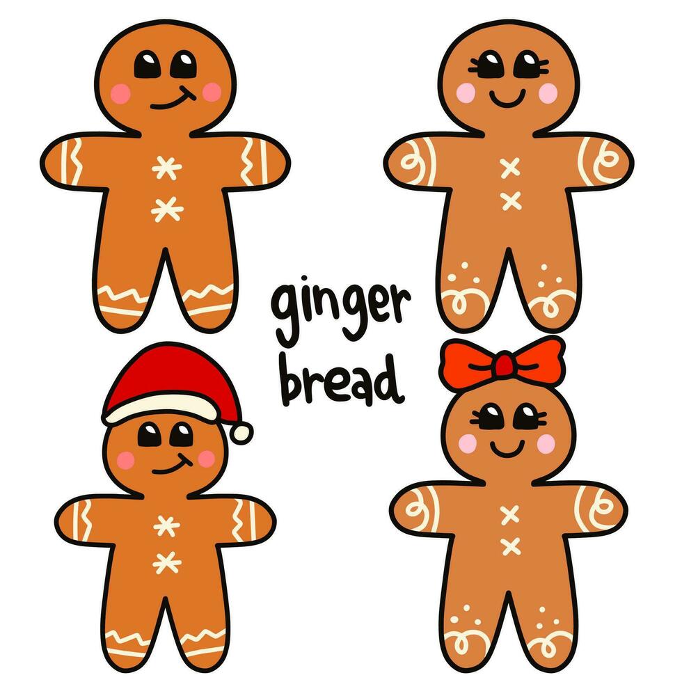 gingerbread man set vector for christmas