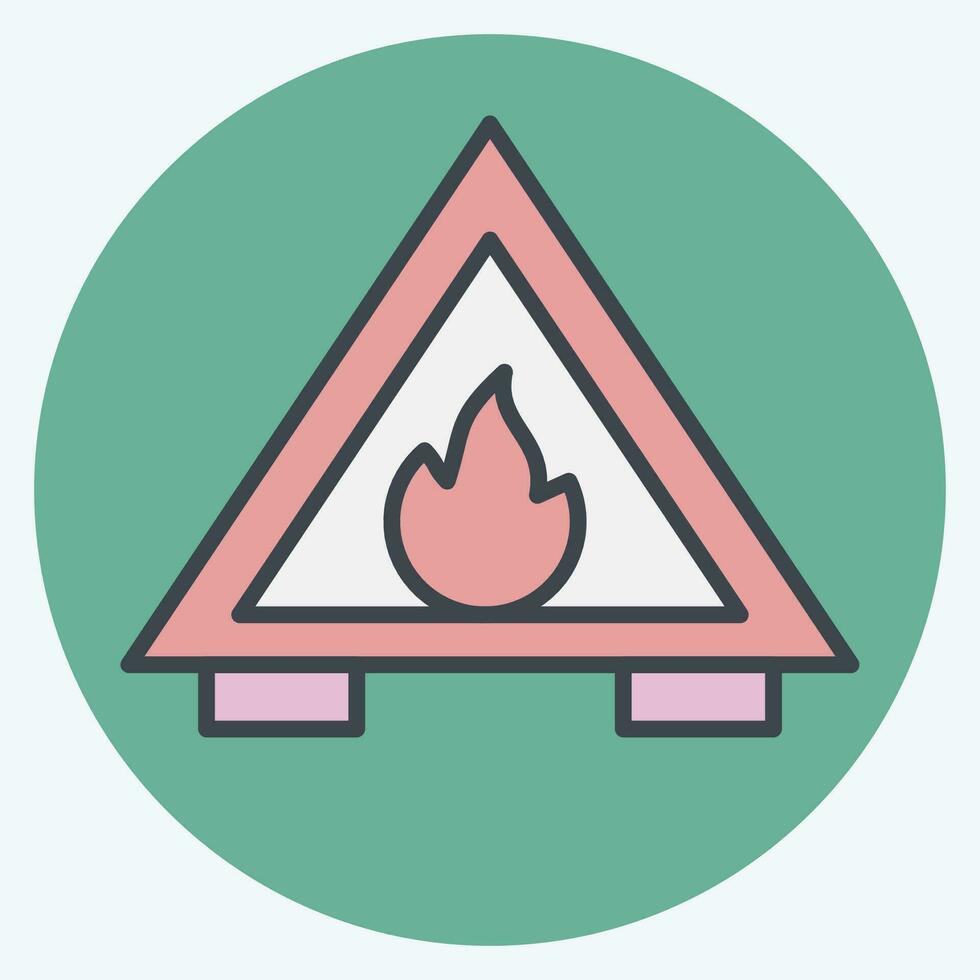 Icon Fire Hazard. related to Firefighter symbol. color mate style. simple design editable. simple illustration vector