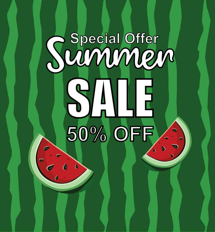 summer watermelon sale banner, vector illustration eps10