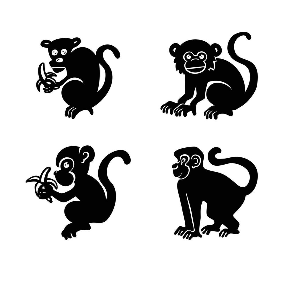 Monkey marmoset silhouette, symbol, vector illustration eps 10