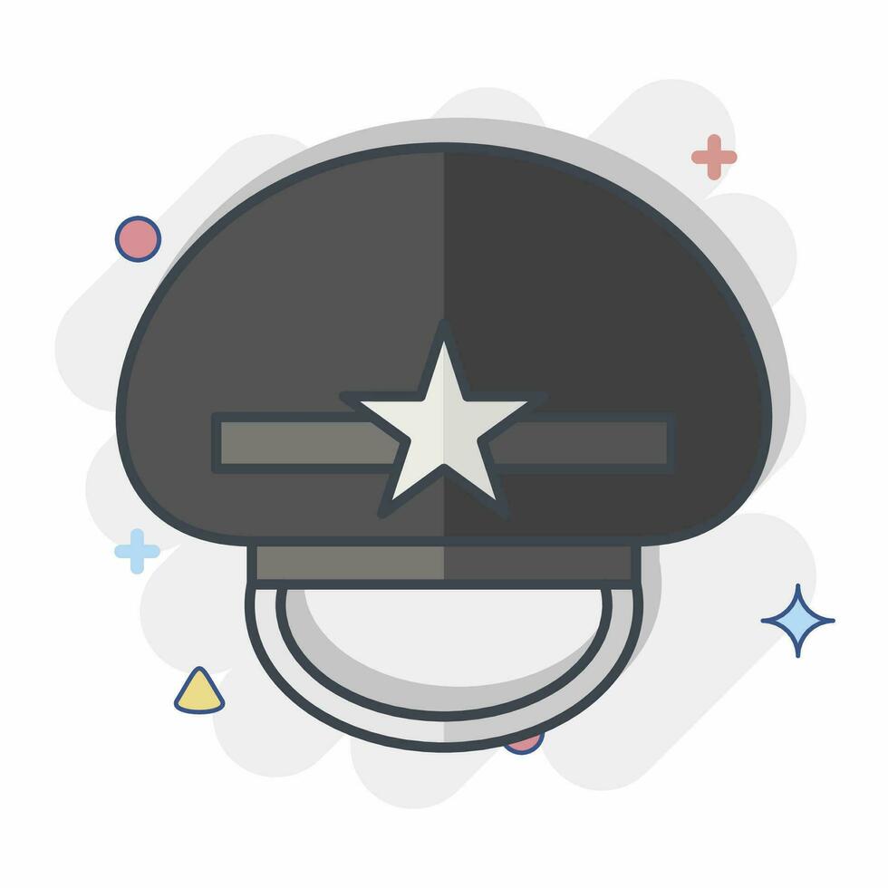 icono militar gorra. relacionado a sombrero símbolo. cómic estilo. sencillo diseño editable. sencillo ilustración vector