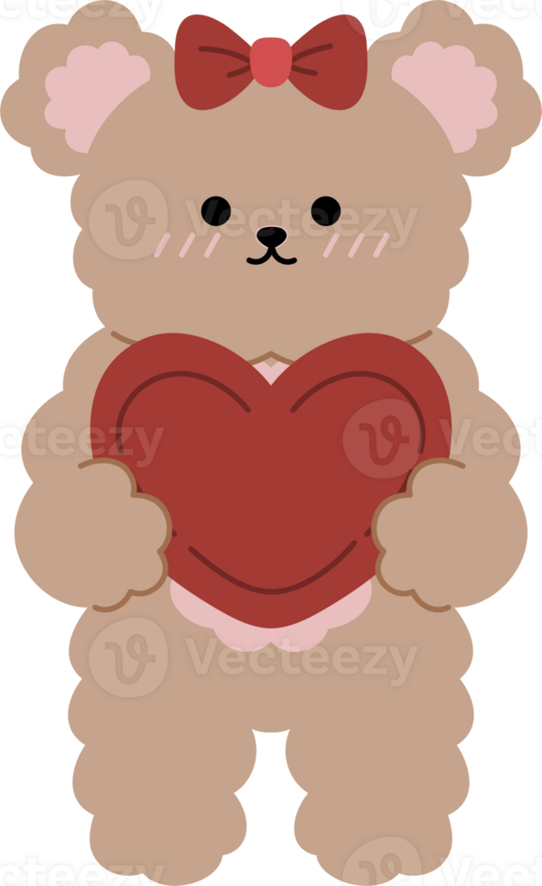 linda mano dibujado enamorado oso clipart png