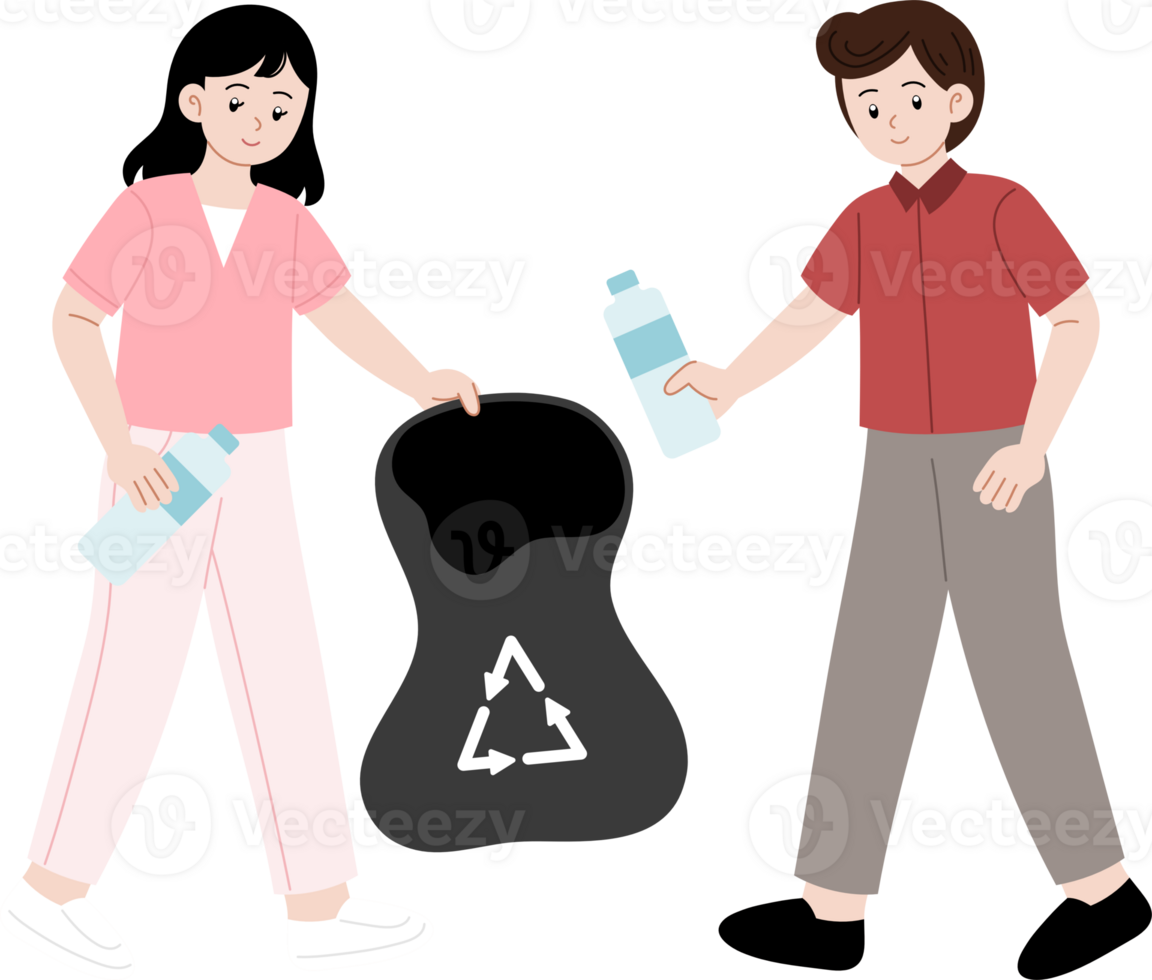 people clean up plastic bottles png