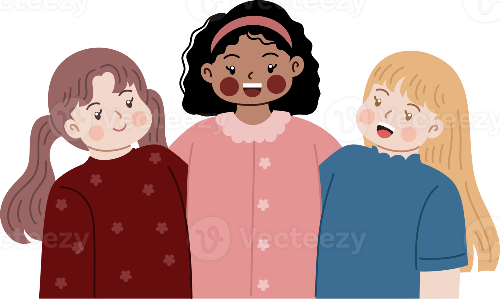 multi race friendship cartoon illustration png