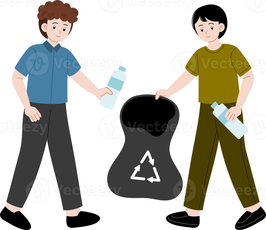 people clean up plastic bottles png