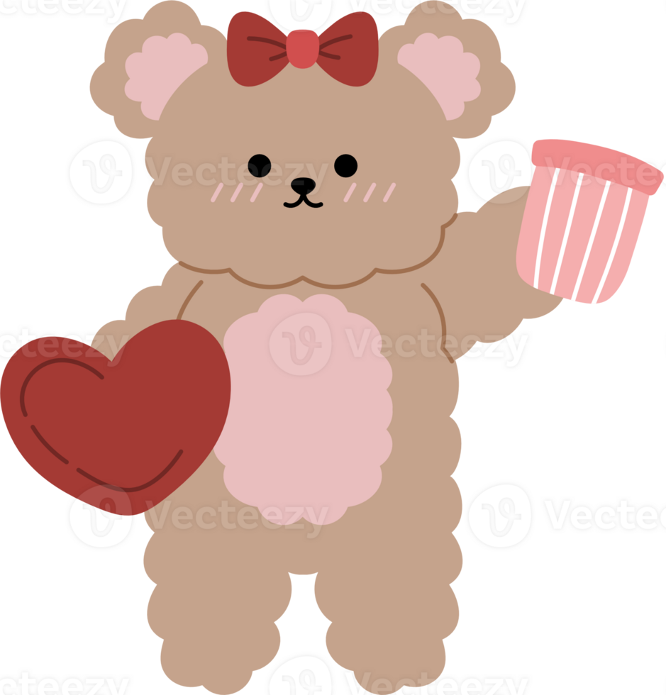 cute hand drawn valentine bear clipart png