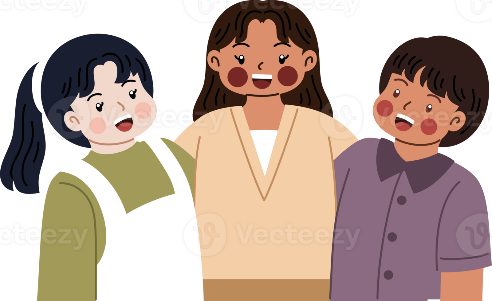 multi race friendship cartoon illustration png