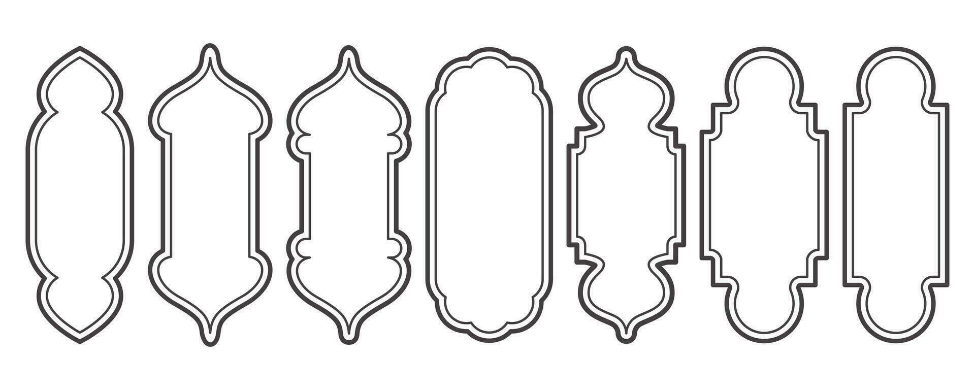 Islamic shapes Ramadan window frame design. Turkish and Indian vector ornament. Arabic door arch. Oriental architecture elements
