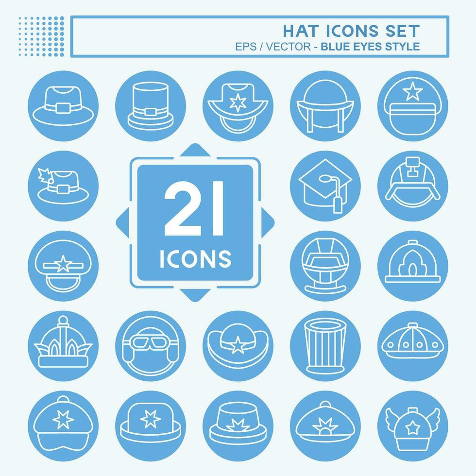 Icon Set Hat. related to Accessories symbol. blue eyes style. simple design editable. simple illustration vector