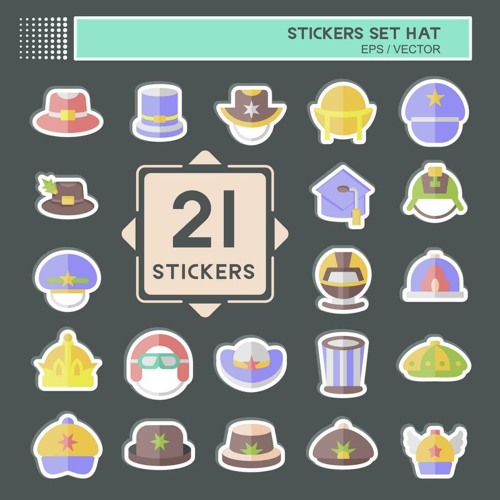 Sticker Set Hat. related to Accessories symbol. simple design editable. simple illustration vector
