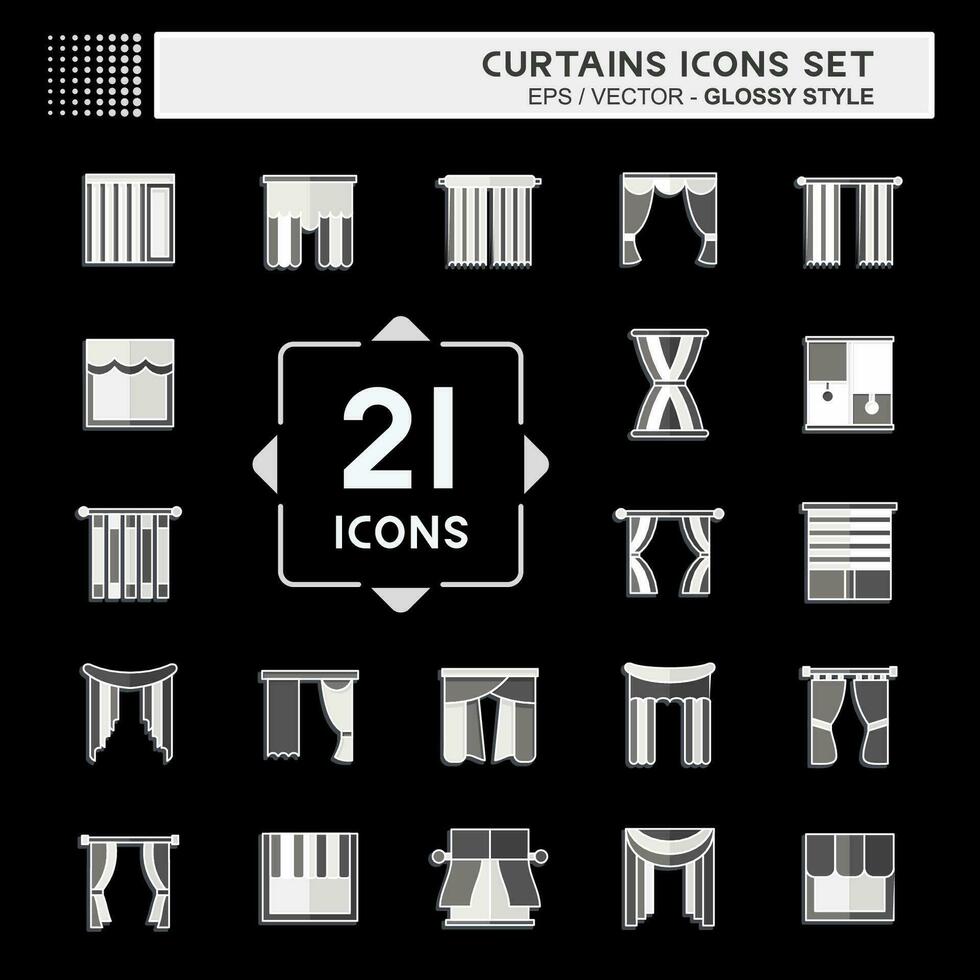 Icon Set Curtains. related to Home Decoration symbol. glossy style. simple design editable. simple illustration vector