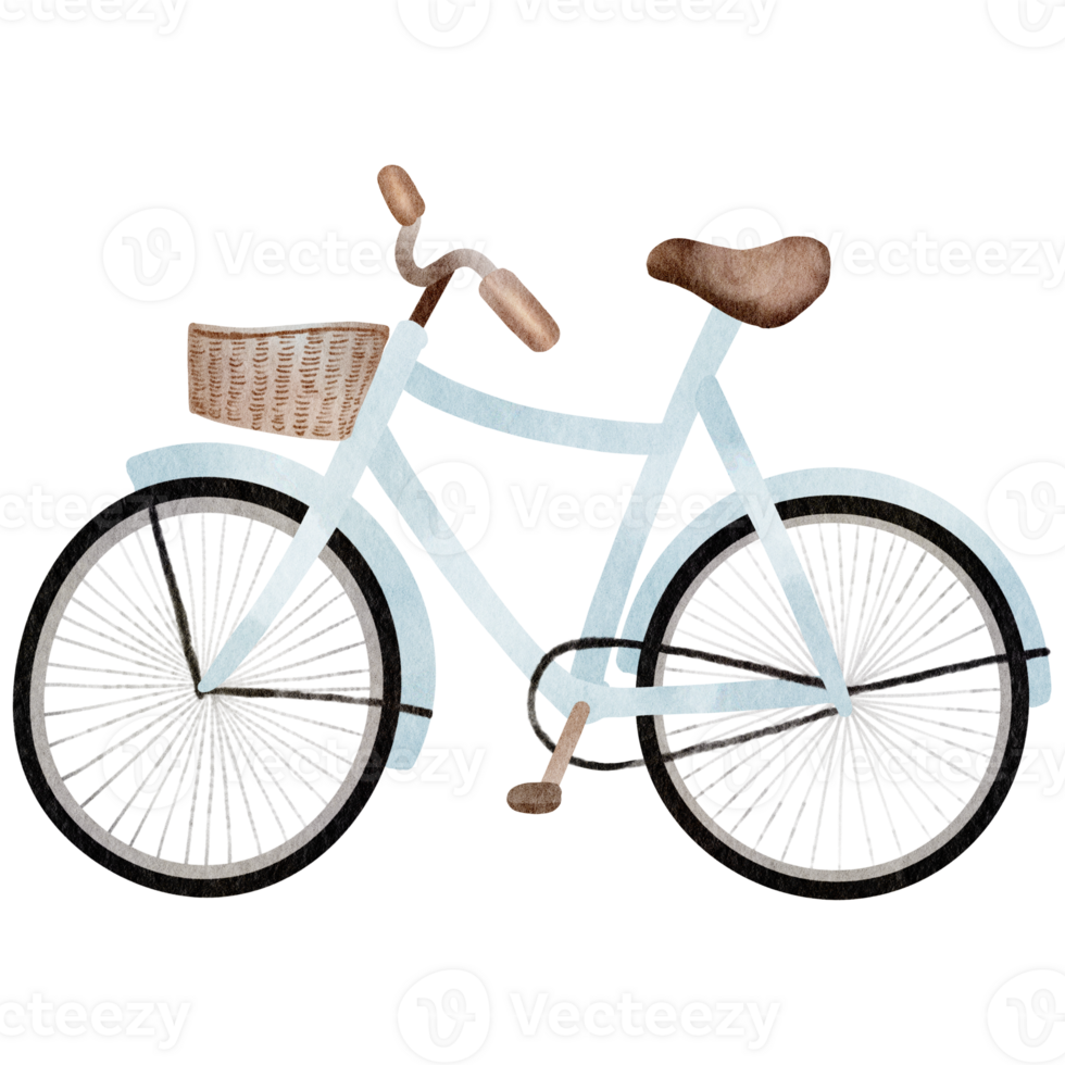 Blue bicycle watercolor png