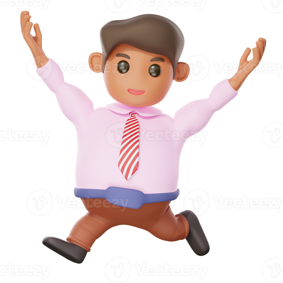 3d illustration businessman jumping pose and selebration success png