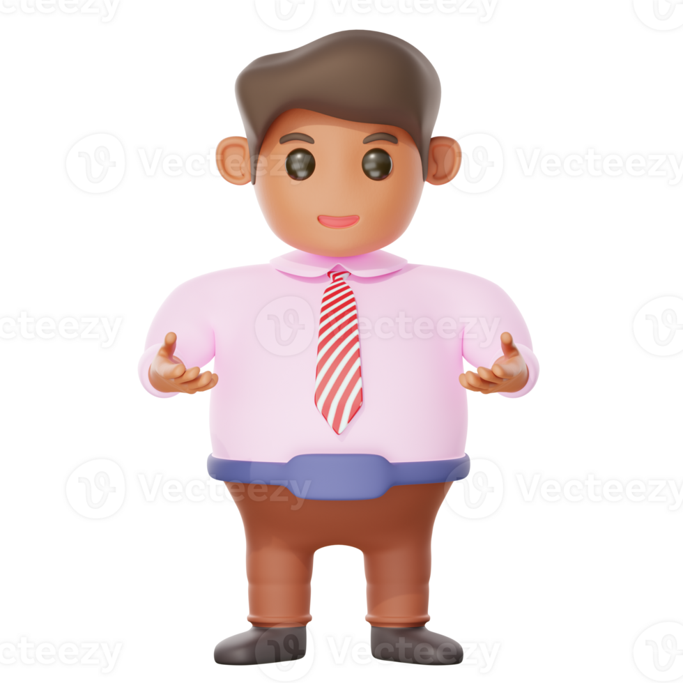 3d illustration businessman explaining and presenting png