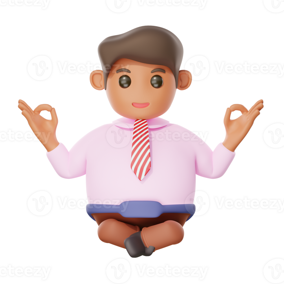 3d illustration busnissman doing meditation png