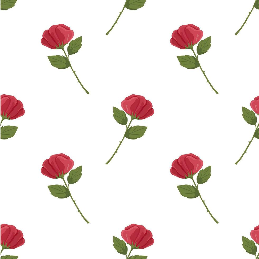 Seamless pattern with red roses for Valentines Day and wedding vector