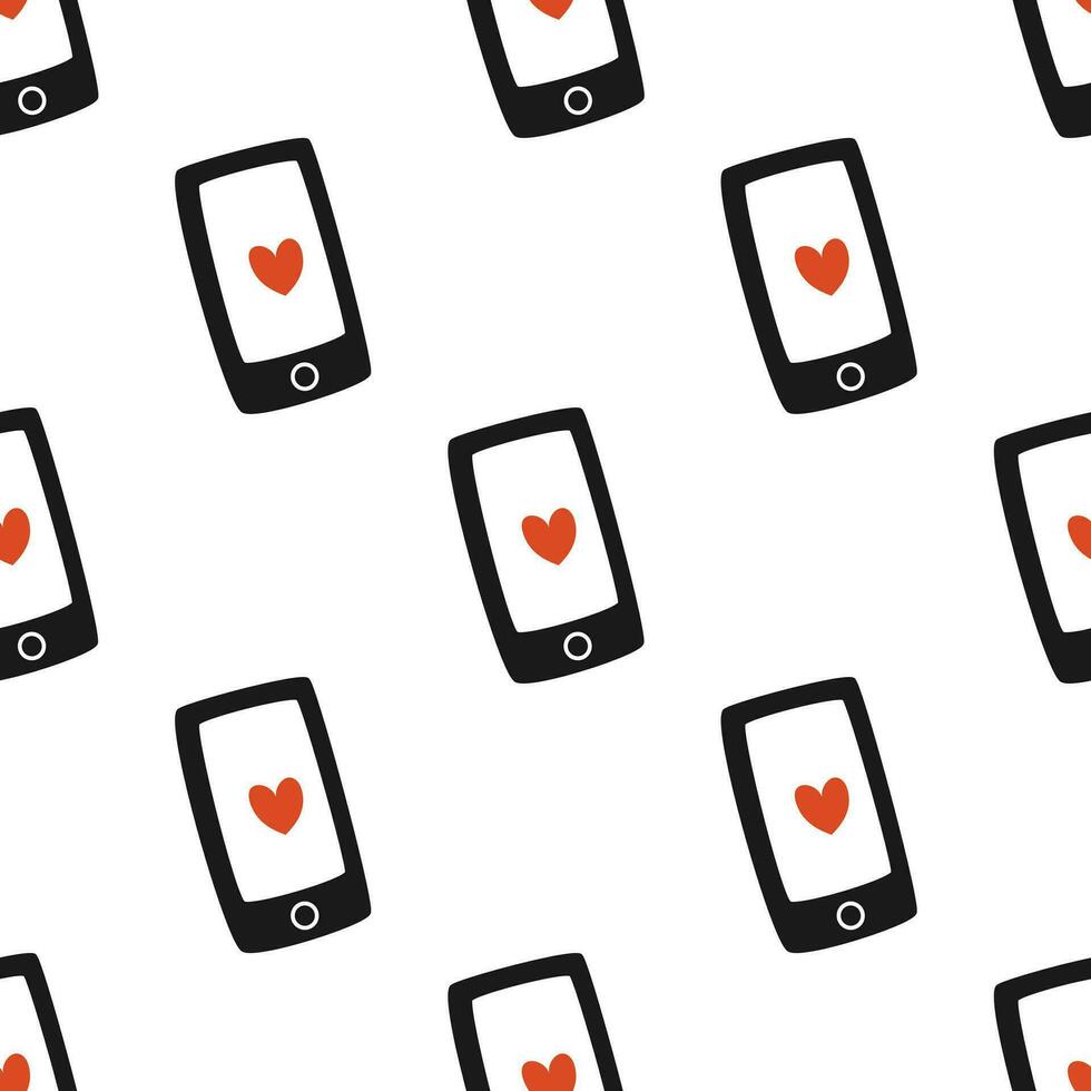 Seamless pattern with phones for Valentines Day and wedding vector