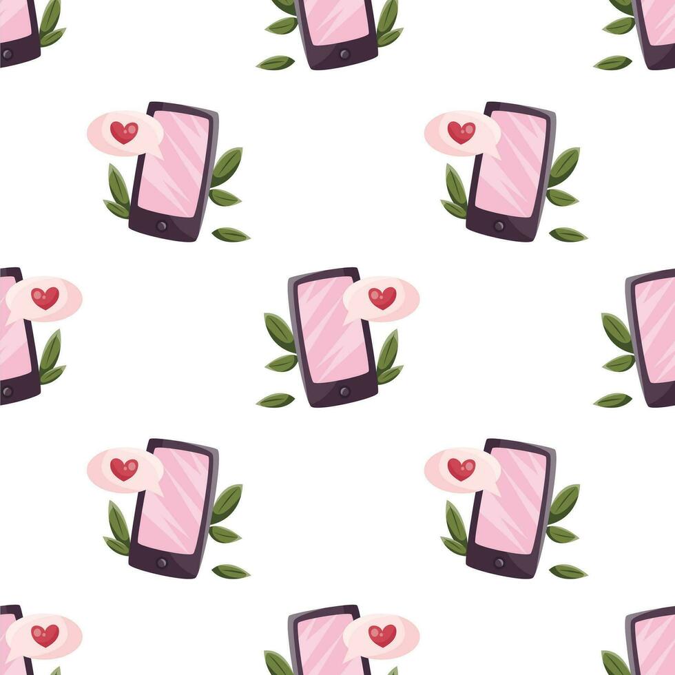 Seamless pattern with love speech bubbles for Valentines Day and wedding vector