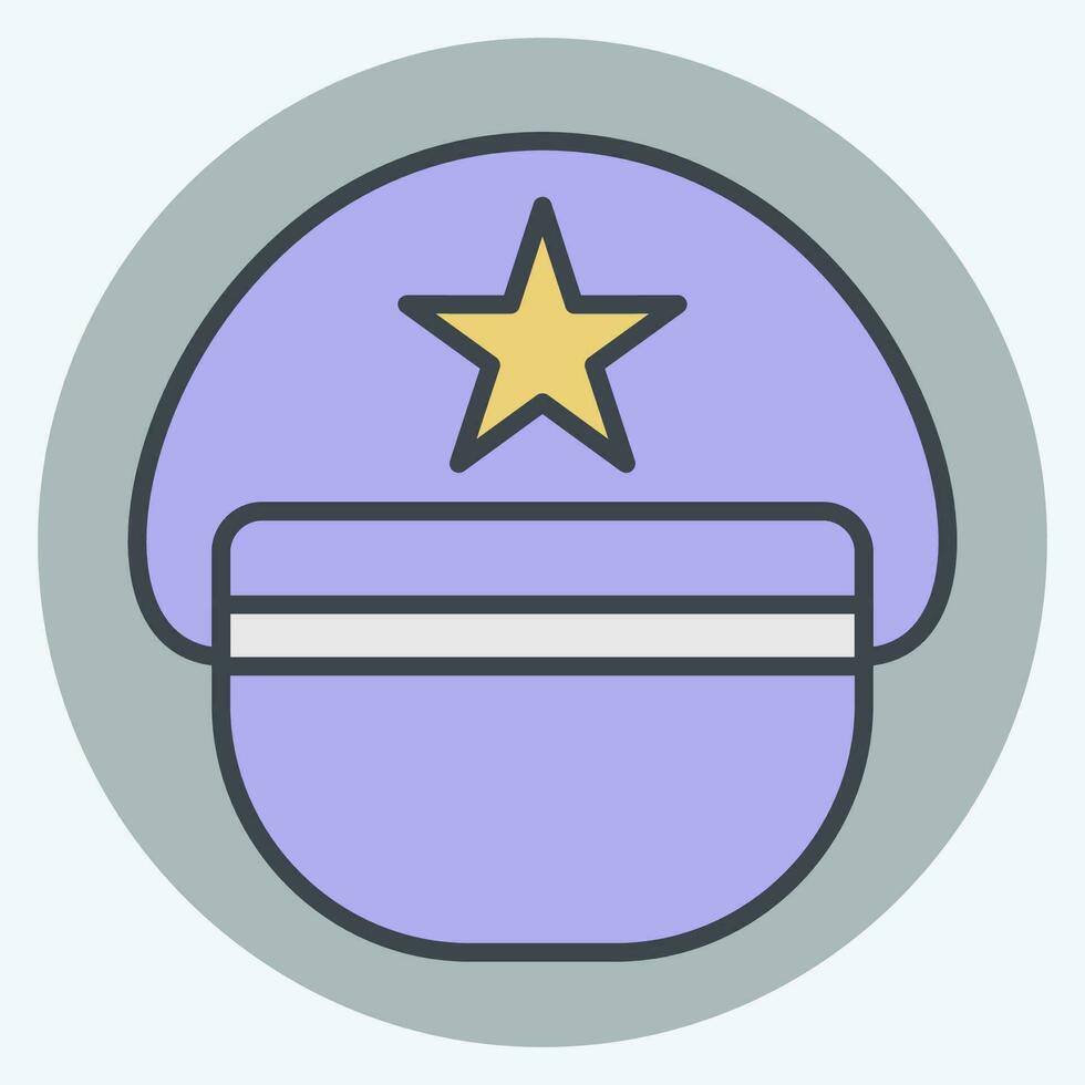 Icon Pilot Hat. related to Hat symbol. color mate style. simple design editable. simple illustration vector
