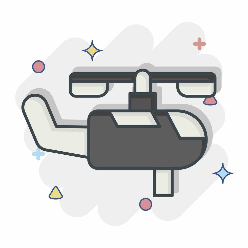 Icon Firefighting Helicopter. related to Firefighter symbol. comic style. simple design editable. simple illustration vector