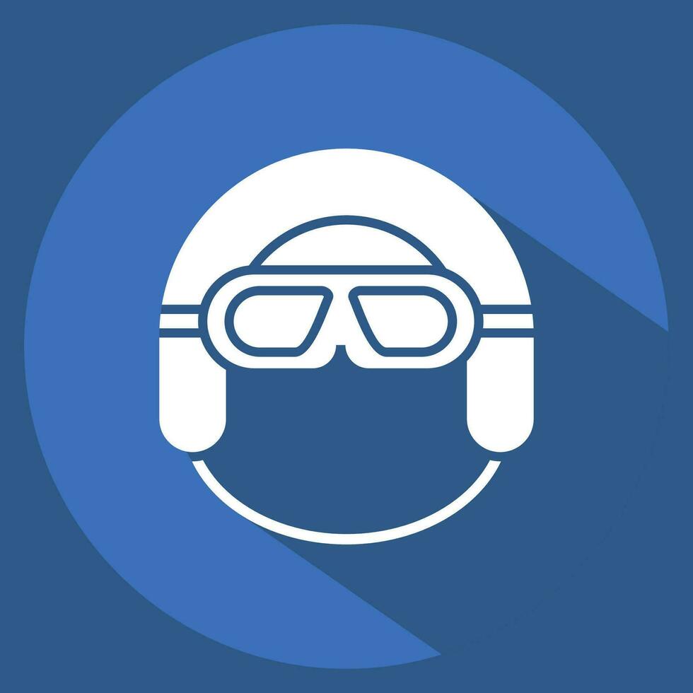 Icon Crash Helmet. related to Hat symbol. long shadow style. simple design editable. simple illustration vector
