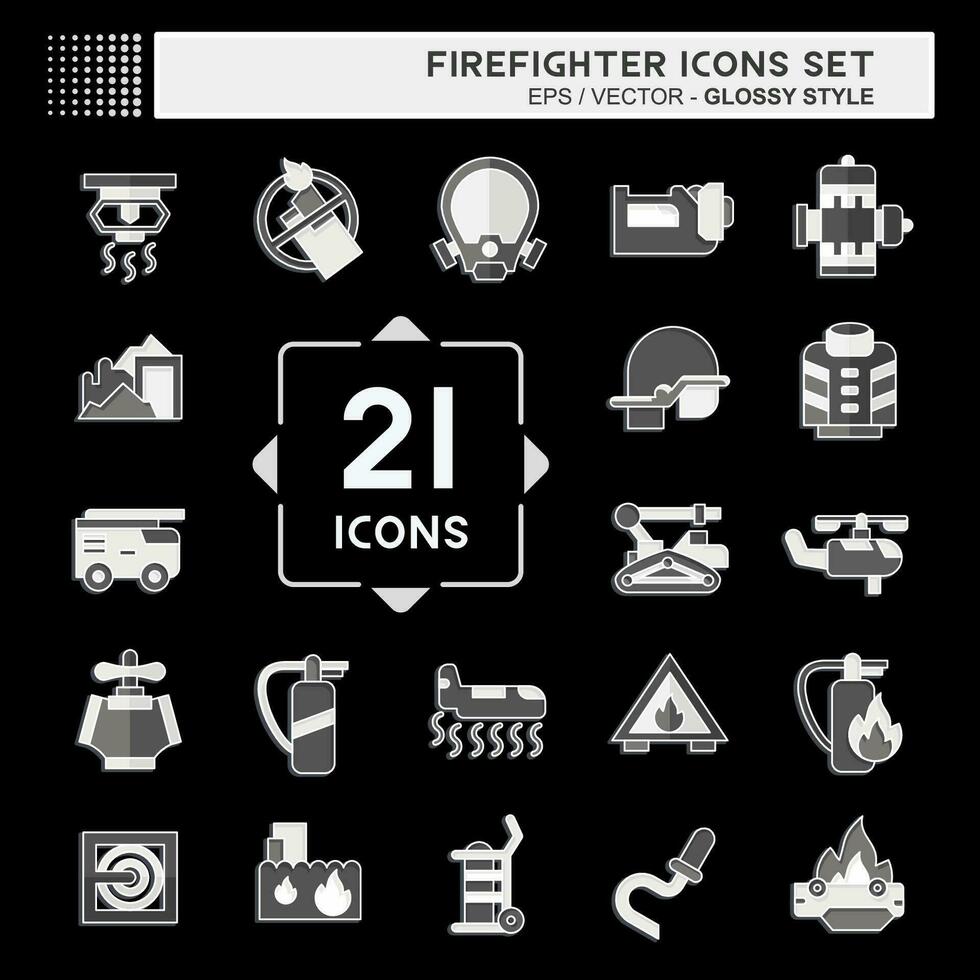 Icon Set Firefighter. related to Education symbol. glossy style. simple design editable. simple illustration vector