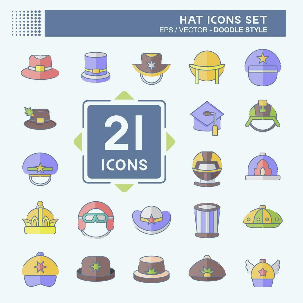 Icon Set Hat. related to Accessories symbol. doodle style. simple design editable. simple illustration vector