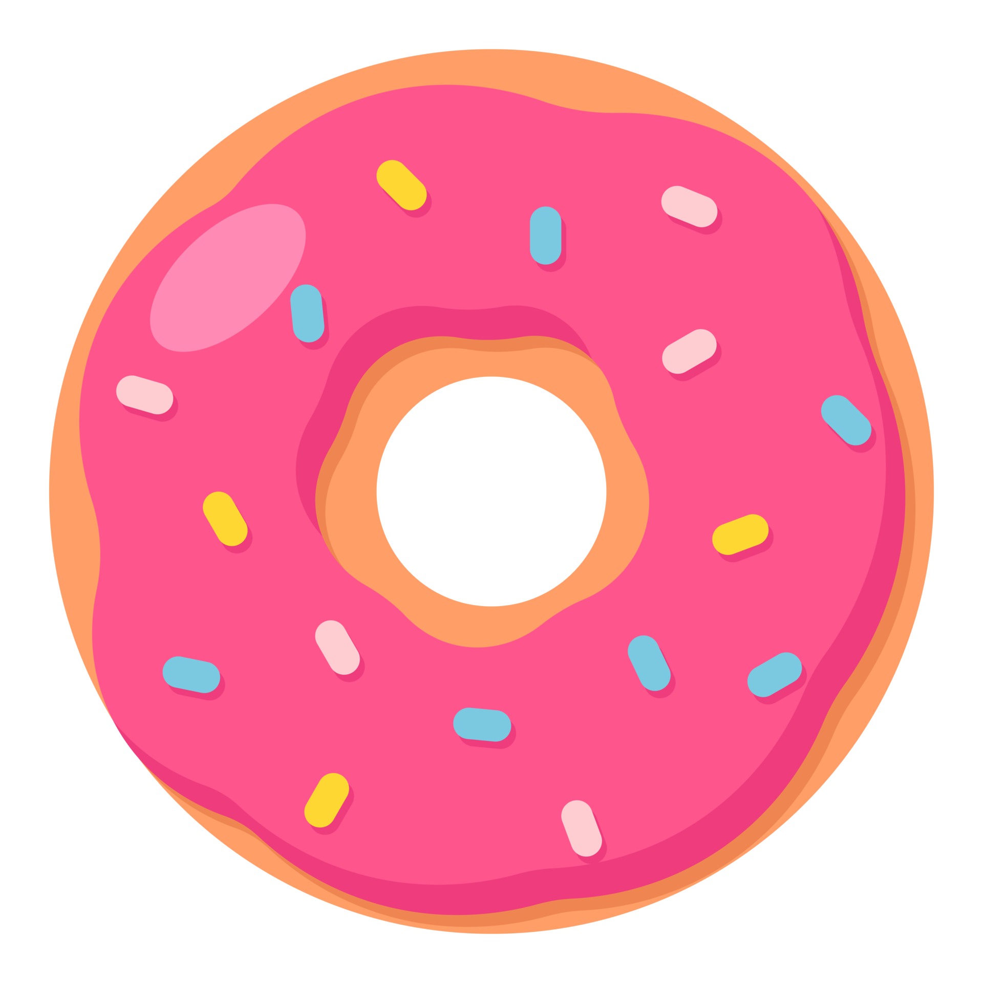Pink Donut cartoon icon. 35914323 PNG