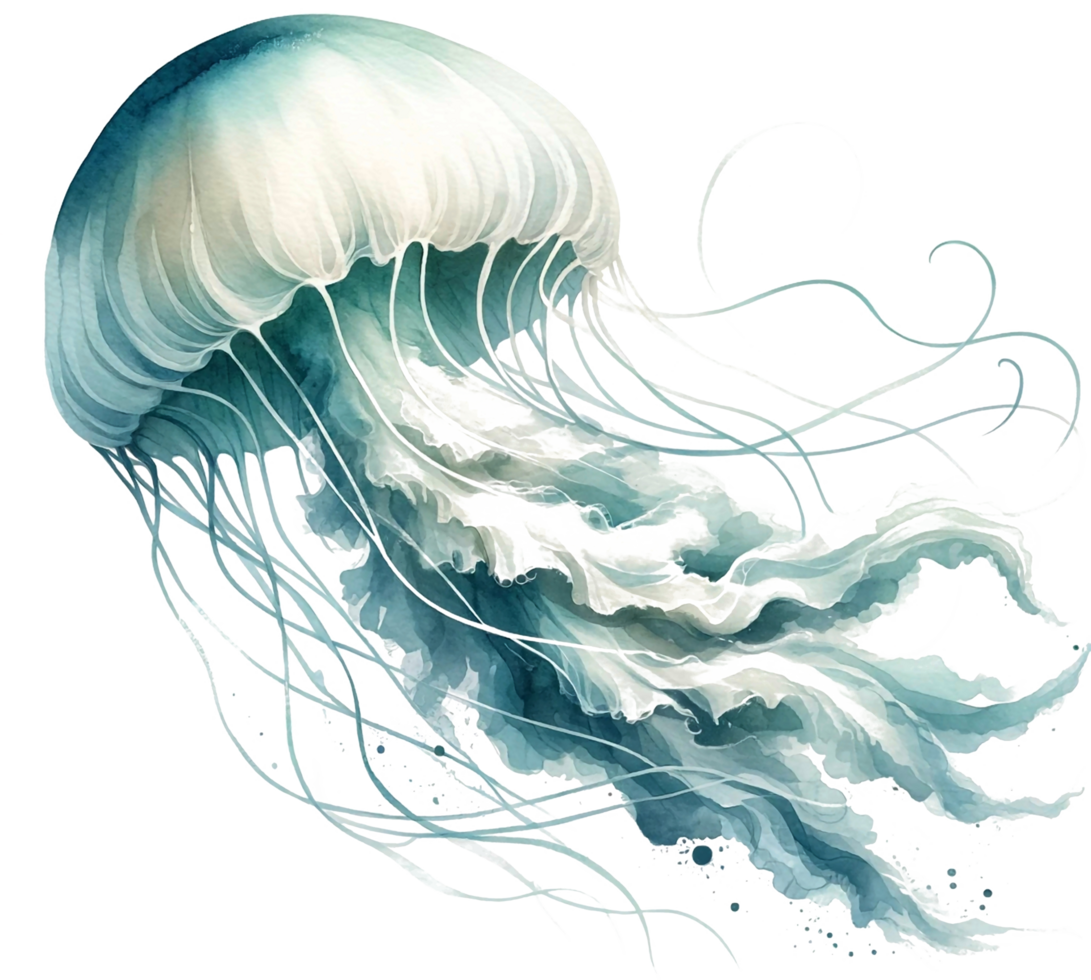 AI generated Jellyfish Watercolor illustration Clipart PNG. You will be able to create your own poster, t-shirts, cards, stickers, mugs, pillows, scrapbooks, artwork, and more Commercial use, png