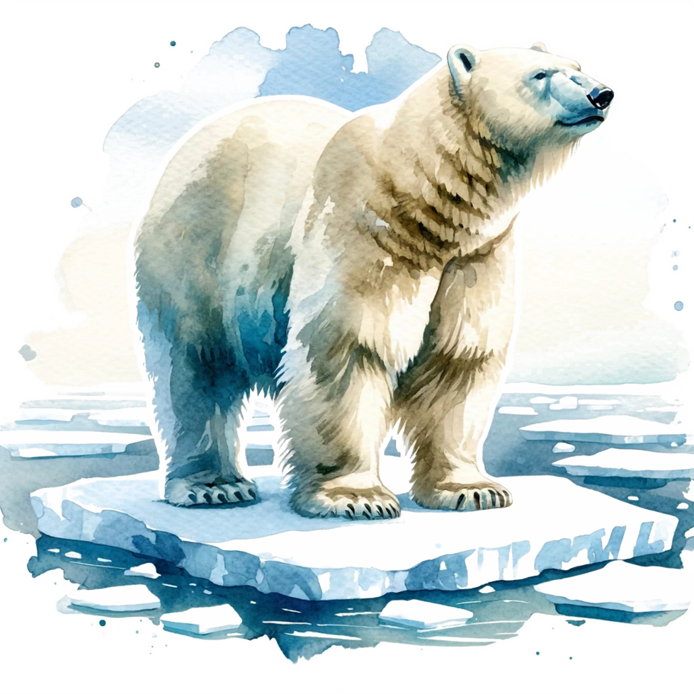 AI generated Polar bear Watercolor illustration Clipart PNG. You will be able to create your own poster, t-shirts, cards, stickers, mugs, pillows, scrapbooks, artwork, and more Commercial use, png