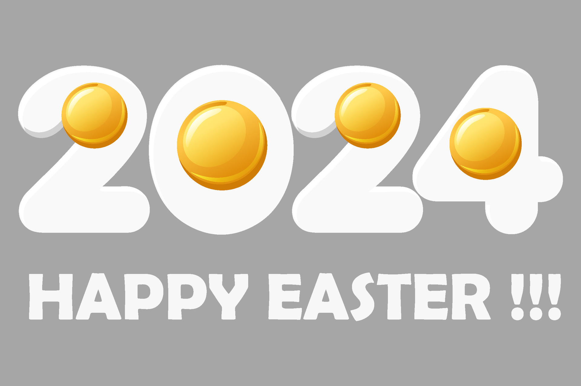 Happy Easter 2024 with eggs. Eggs with numbers isolated on a gray