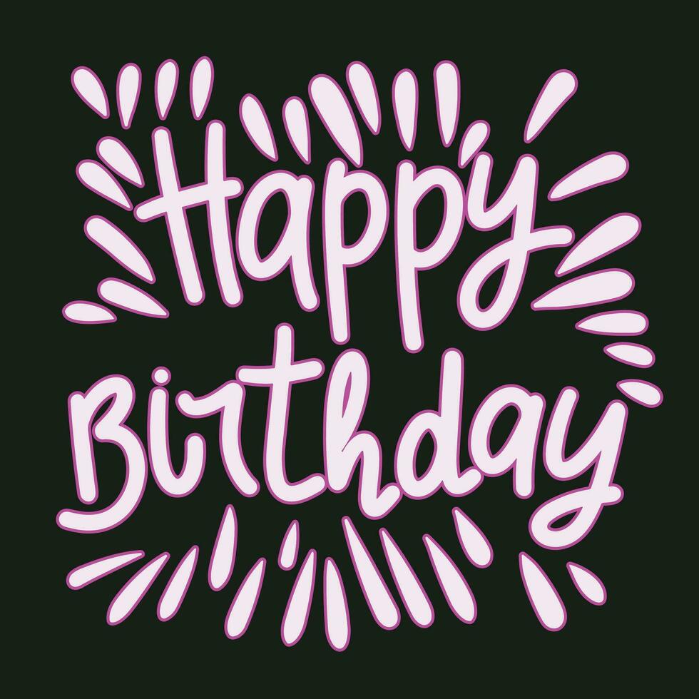 Happy Birthday inscription. Handwriting greeting card, Happy Birthday, text banner, square composition. Hand drawn vector art