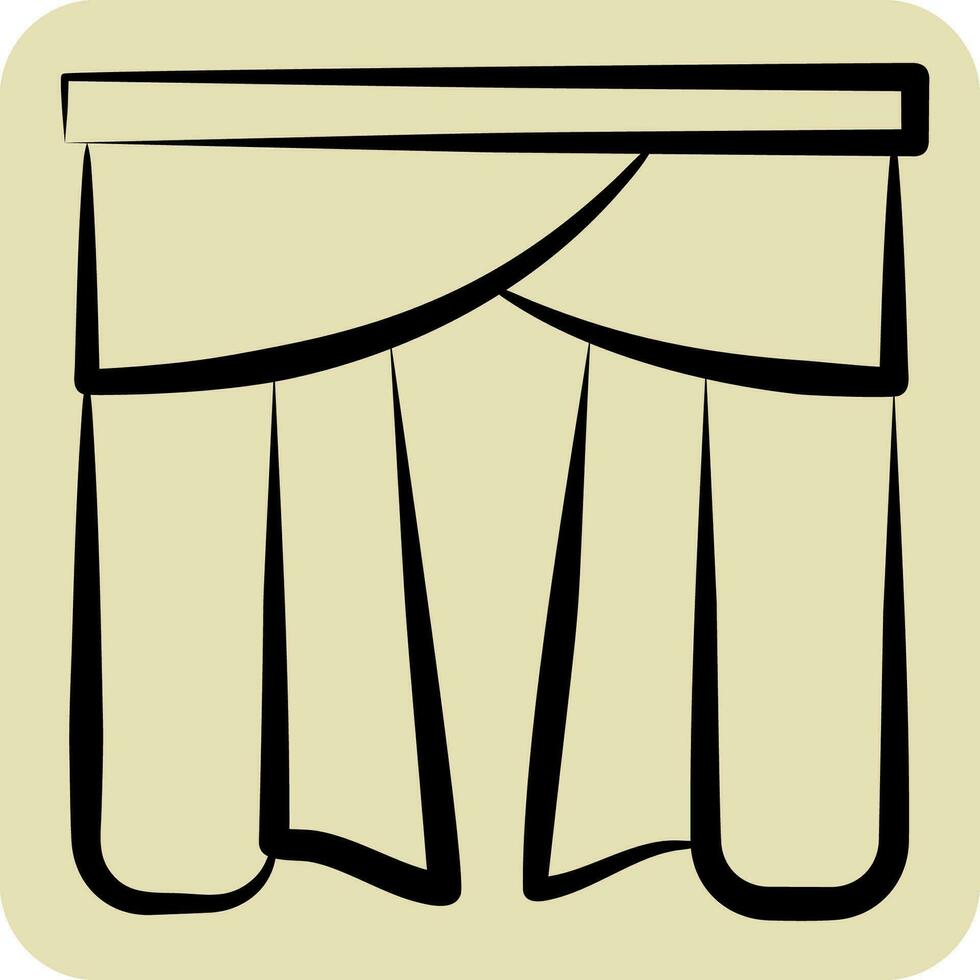 Icon Drapery 4. related to Curtains symbol. hand drawn style. simple design editable. simple illustration vector