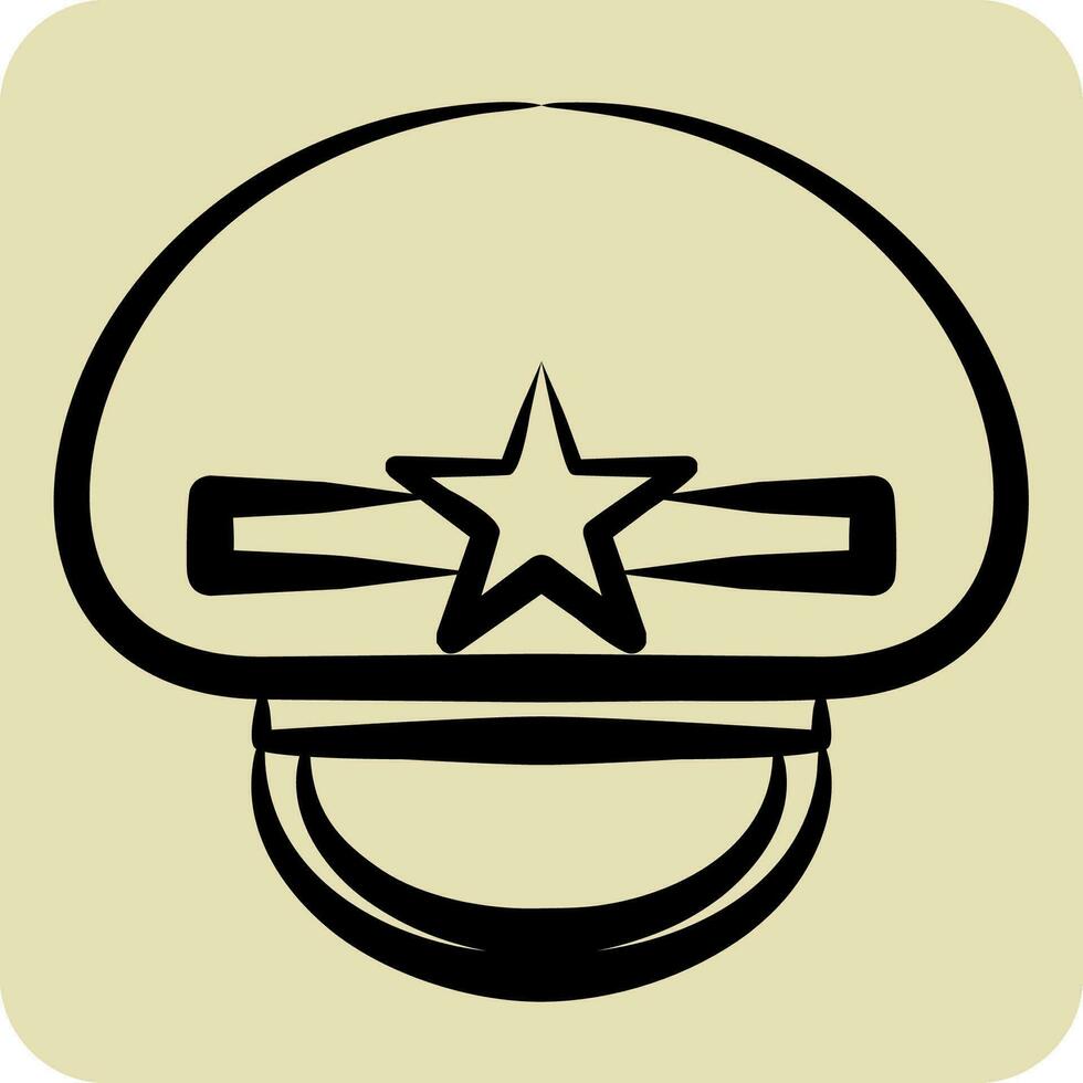 Icon Military Cap. related to Hat symbol. hand drawn style. simple design editable. simple illustration vector