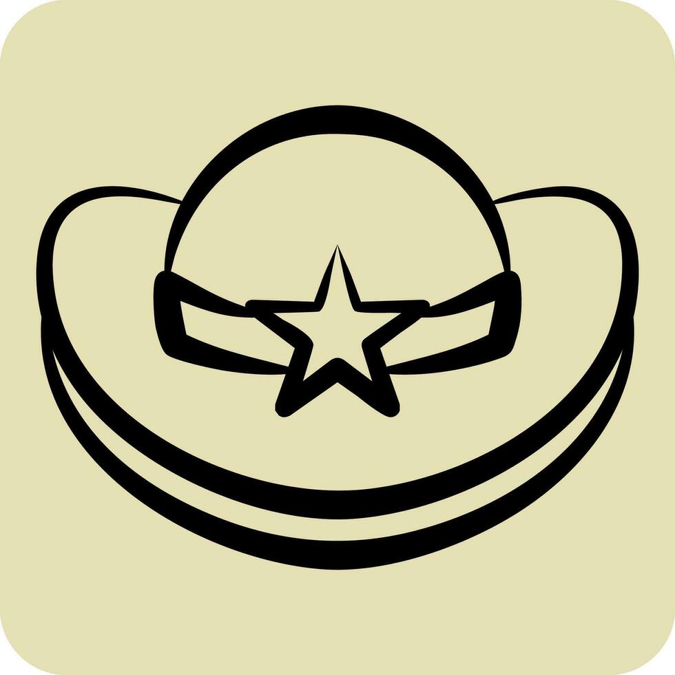 Icon Cowboy Hat. related to Hat symbol. hand drawn style. simple design editable. simple illustration vector