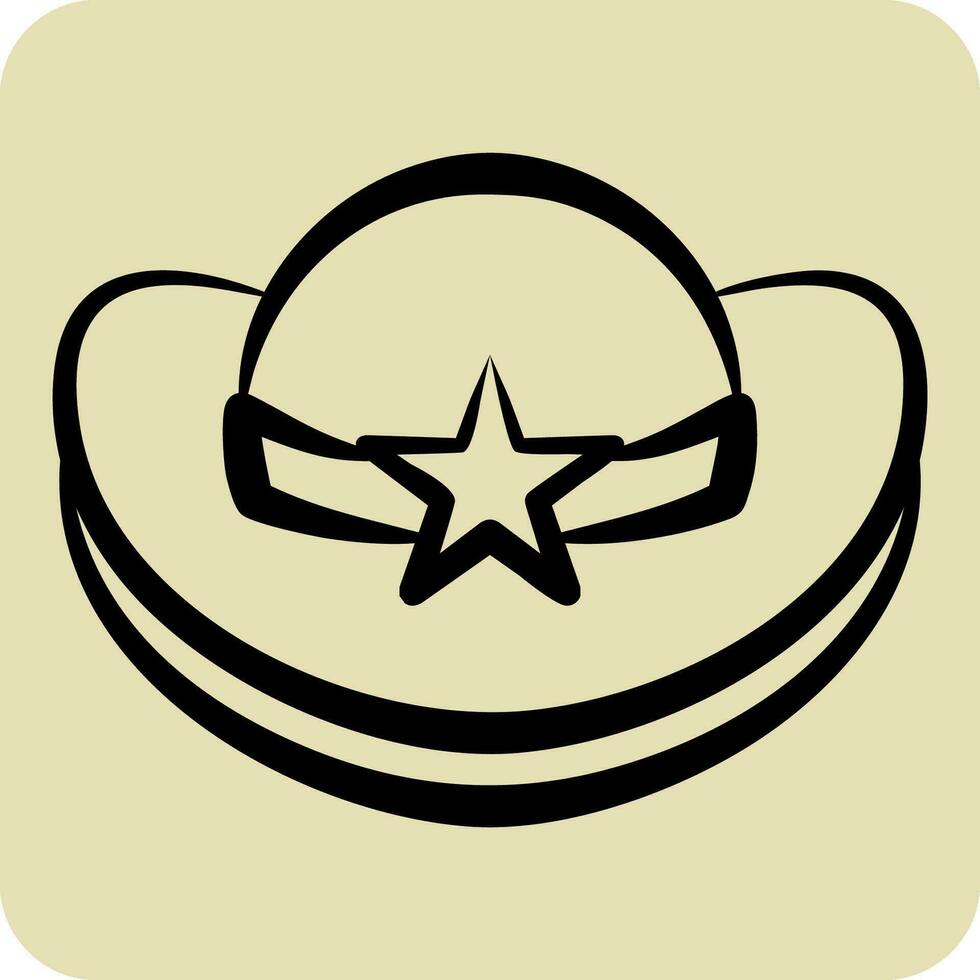 Icon Cowboy Hat. related to Hat symbol. hand drawn style. simple design editable. simple illustration vector