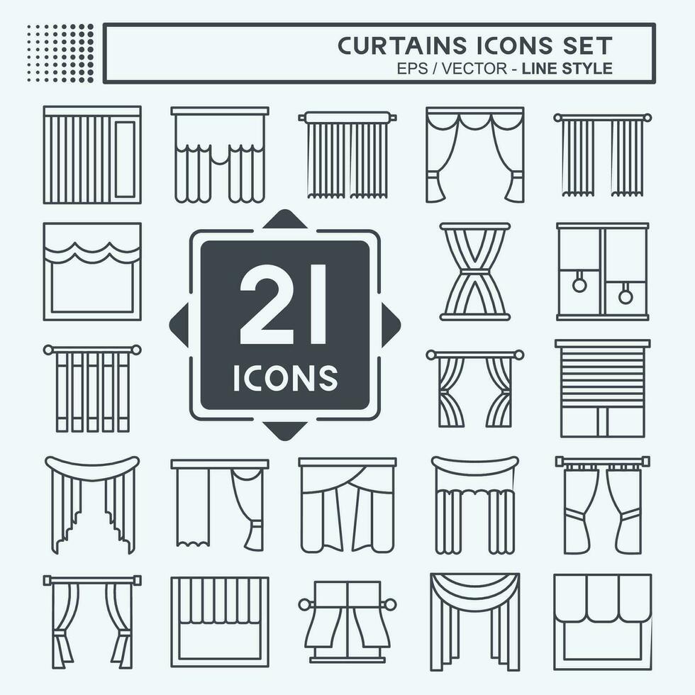 Icon Set Curtains. related to Home Decoration symbol. line style. simple design editable. simple illustration vector