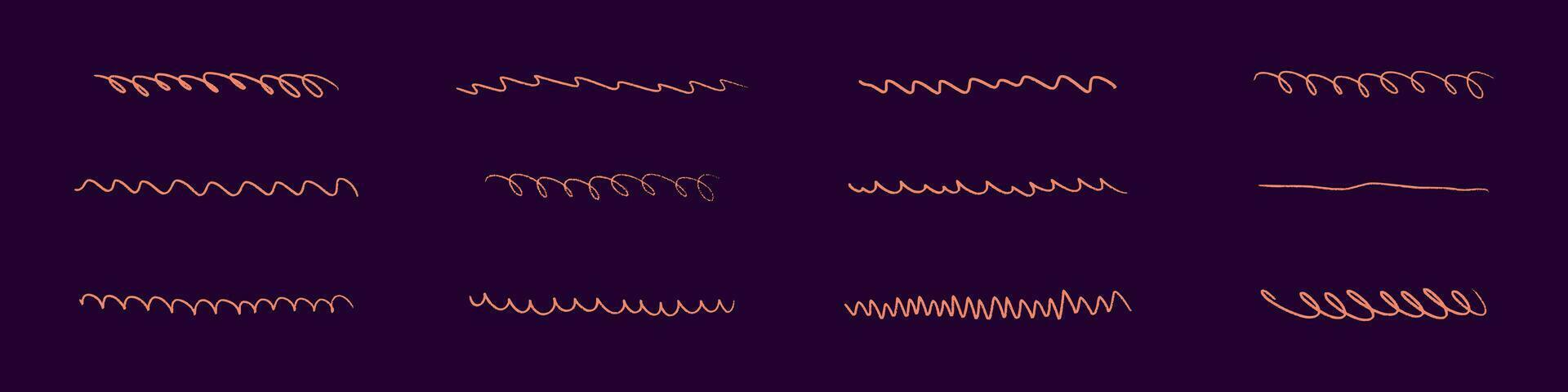 Wavy line with flowing curves. Swirls, zigzags, and doodle elements. Flat vector illustration isolated on white background.