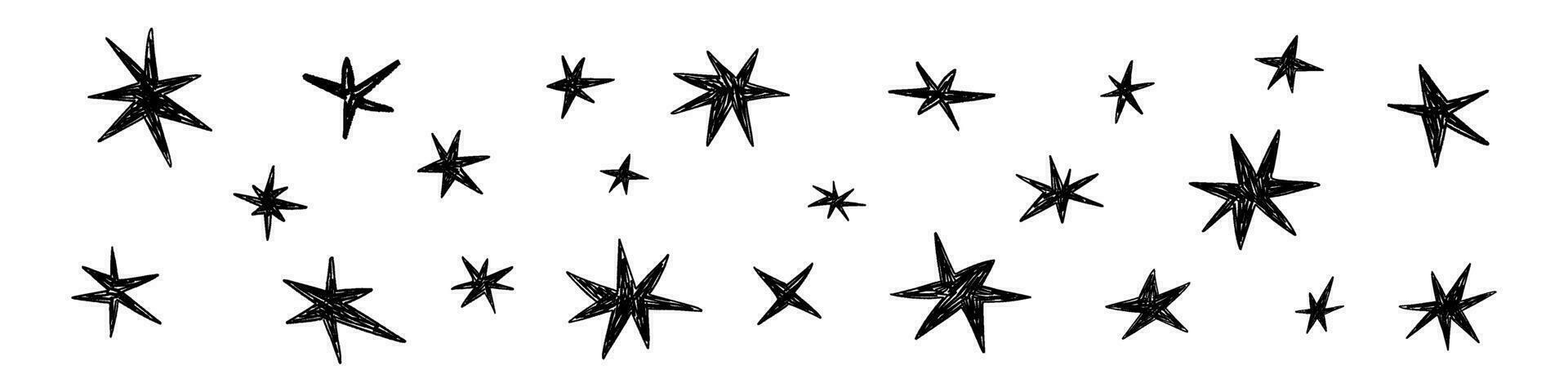 grunge estrellas cepillo golpes y rociar pintar. textura, pintada elementos, y Clásico tinta borde. plano vector ilustración aislado en blanco antecedentes.